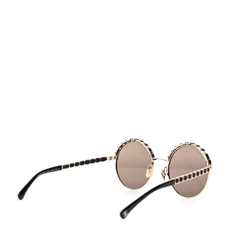 CHANEL Sunglasses: Round Sunglasses, metal & calfskin — 